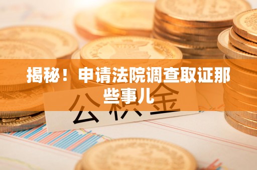 宁国揭秘！申请法院调查取证那些事儿
