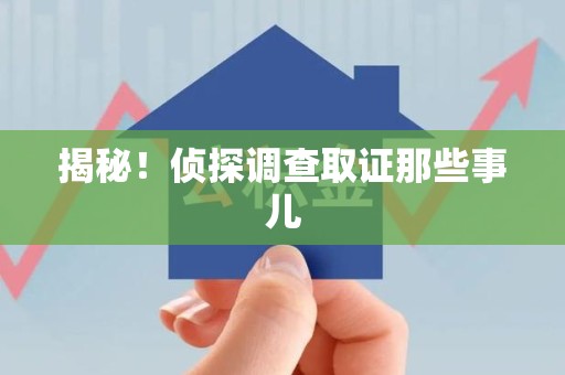 宁国揭秘！侦探调查取证那些事儿