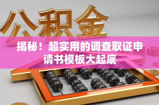 宁国揭秘！超实用的调查取证申请书模板大起底