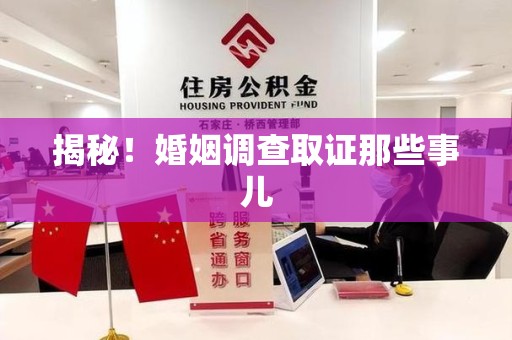 宁国揭秘！婚姻调查取证那些事儿
