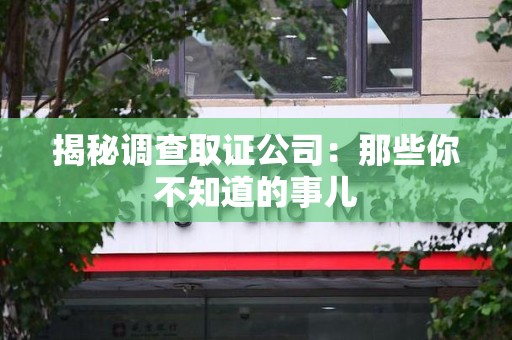 宁国揭秘调查取证公司：那些你不知道的事儿