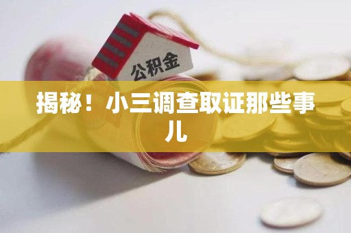 宁国揭秘！小三调查取证那些事儿