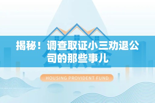 宁国揭秘！调查取证小三劝退公司的那些事儿